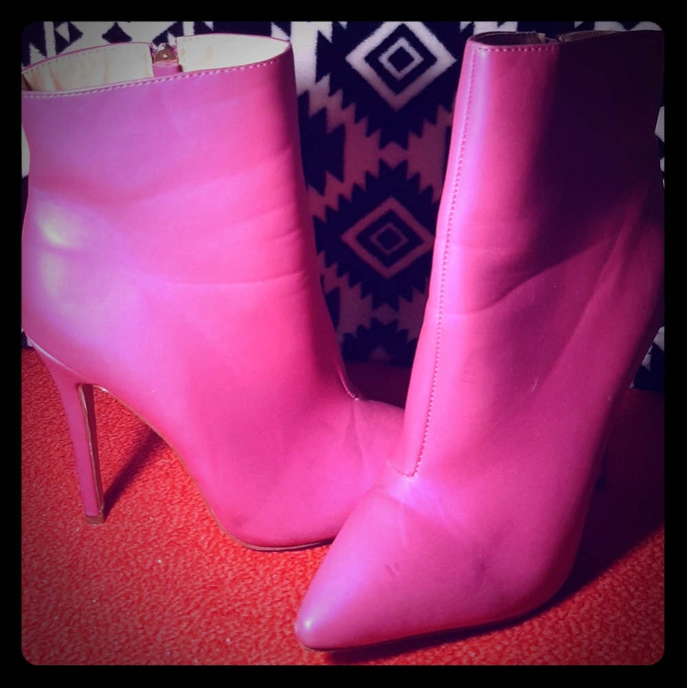 Magenta Akira stiletto booties
